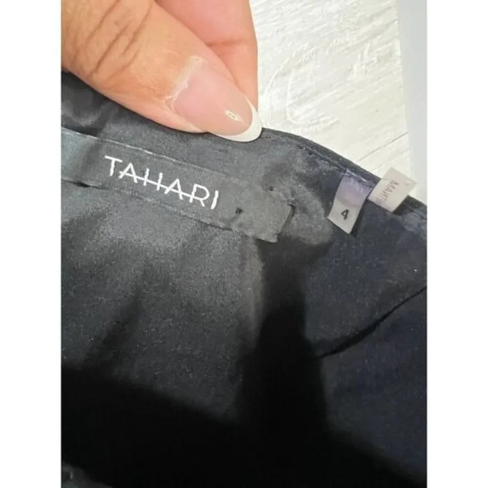 Tahari Womens Black Pencil‎ Skirt With Back Zipper Closure Size 4